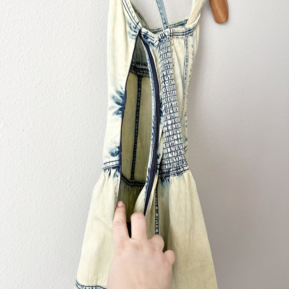 Pilcro Cream Wash Denim Romper with Blue Accents - Picture 7 of 11